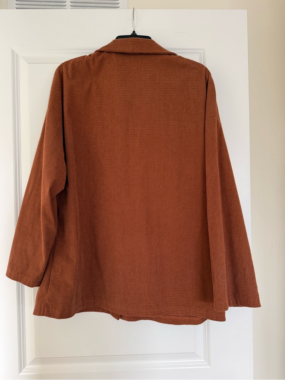Button-Front Rust Waffle Shirt Jacket - Picture 2 of 3